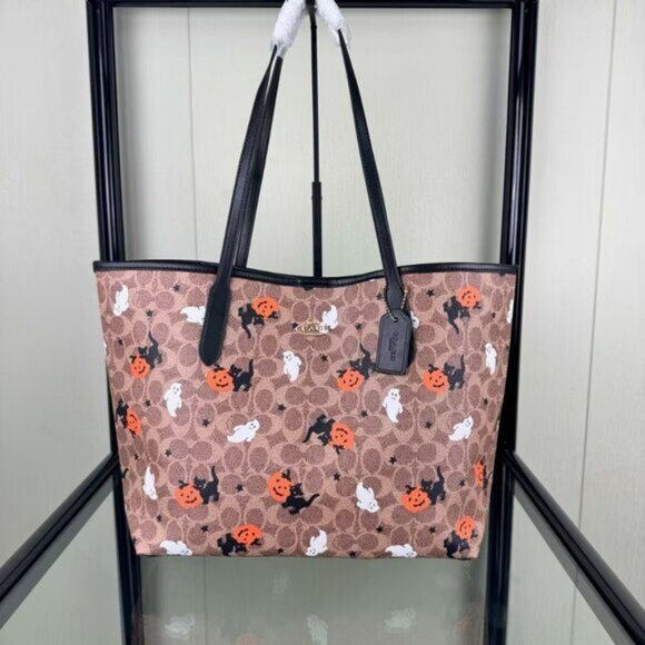 Coach City Tote In Signature Canvas With Halloween Print CW450 - Picture 1 of 8